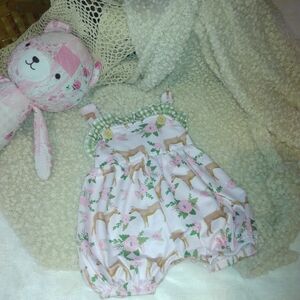 Marie Oliver Pink Floral Deer Romper